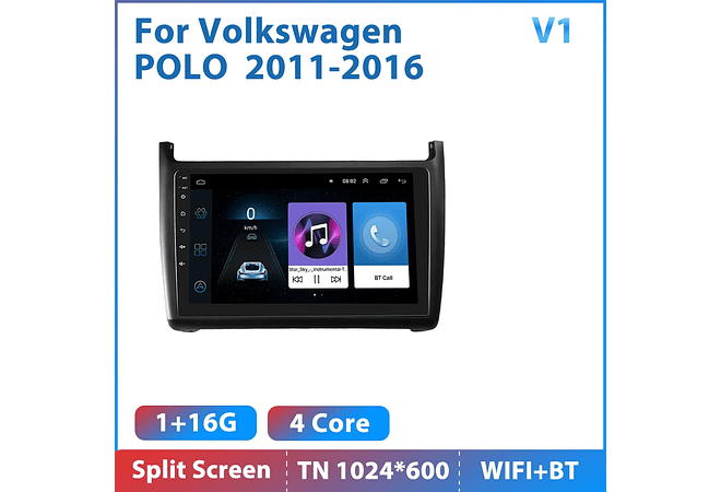 RD232 Android volkswagen Polo 2011-2016 1GB a 8GB RAM e 16GB a 128GB ROM com ou sem Carplay