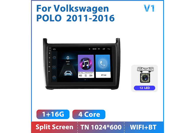 RD232 Android volkswagen Polo 2011-2016 1GB a 8GB RAM e 16GB a 128GB ROM com ou sem Carplay