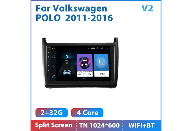 RD232 Android volkswagen Polo 2011-2016 1GB a 8GB RAM e 16GB a 128GB ROM com ou sem Carplay