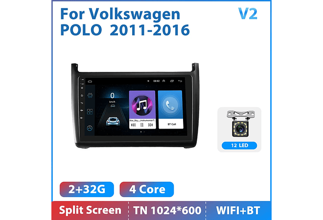 RD232 Android volkswagen Polo 2011-2016 1GB a 8GB RAM e 16GB a 128GB ROM com ou sem Carplay
