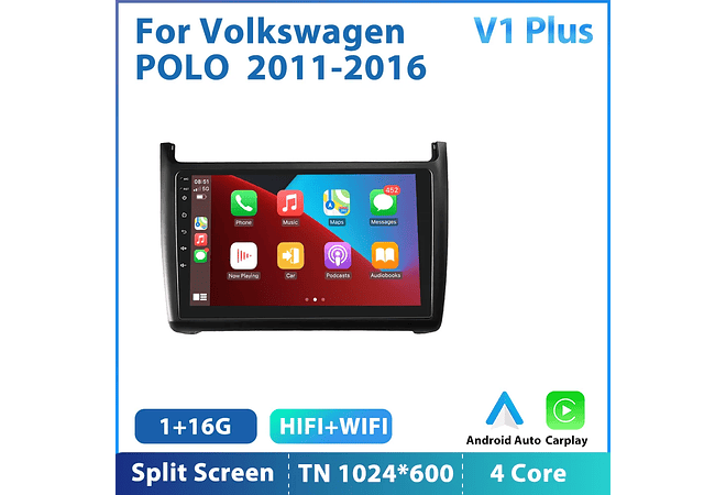 RD232 Android volkswagen Polo 2011-2016 1GB a 8GB RAM e 16GB a 128GB ROM com ou sem Carplay