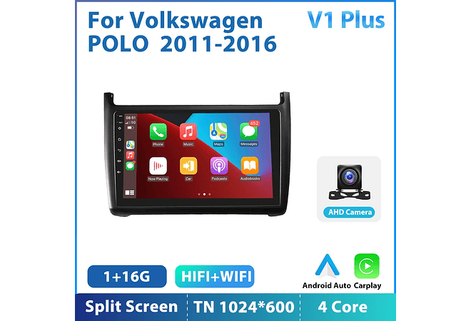 RD232 Android volkswagen Polo 2011-2016 1GB a 8GB RAM e 16GB a 128GB ROM com ou sem Carplay