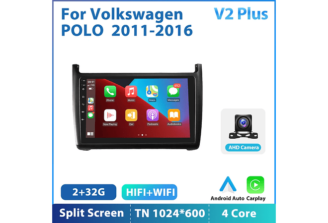 RD232 Android volkswagen Polo 2011-2016 1GB a 8GB RAM e 16GB a 128GB ROM com ou sem Carplay