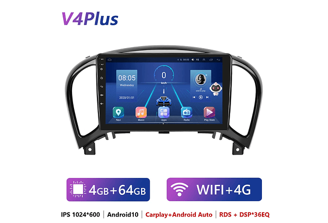 RD233 Android Nissan juke yf15 2010-2014 1GB a 8GB RAM e 16GB a 128GB ROM com ou sem Carplay1GB a 8GB RAM e 16GB a 128GB ROM com ou sem Carplay