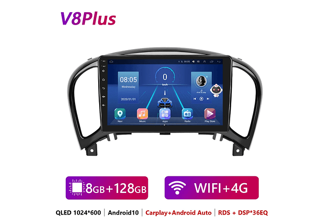 RD233 Android Nissan juke yf15 2010-2014 1GB a 8GB RAM e 16GB a 128GB ROM com ou sem Carplay1GB a 8GB RAM e 16GB a 128GB ROM com ou sem Carplay