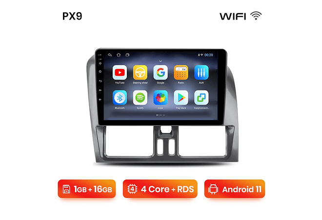 RD234 Android Volvo X60 2011-2014 1GB a 8GB RAM e 16GB a 128GB ROM com ou sem Carplay