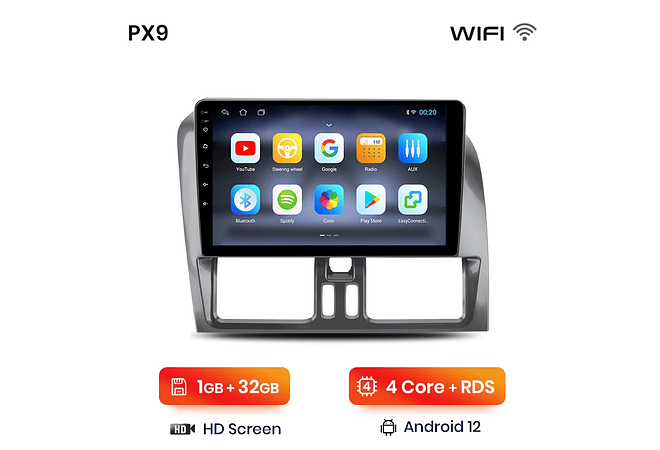 RD234 Android Volvo X60 2011-2014 1GB a 8GB RAM e 16GB a 128GB ROM com ou sem Carplay