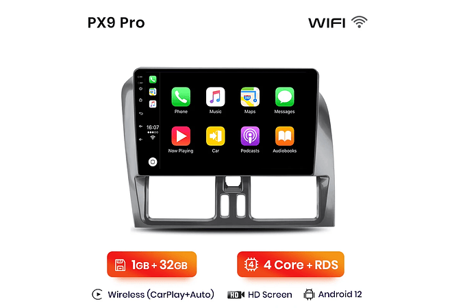 RD234 Android Volvo X60 2011-2014 1GB a 8GB RAM e 16GB a 128GB ROM com ou sem Carplay