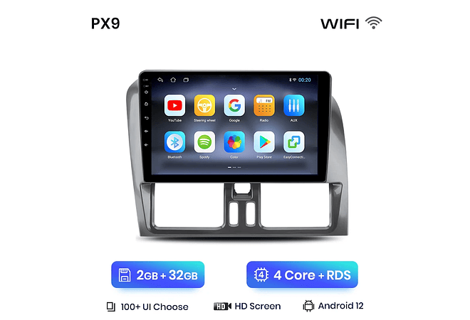 RD234 Android Volvo X60 2011-2014 1GB a 8GB RAM e 16GB a 128GB ROM com ou sem Carplay