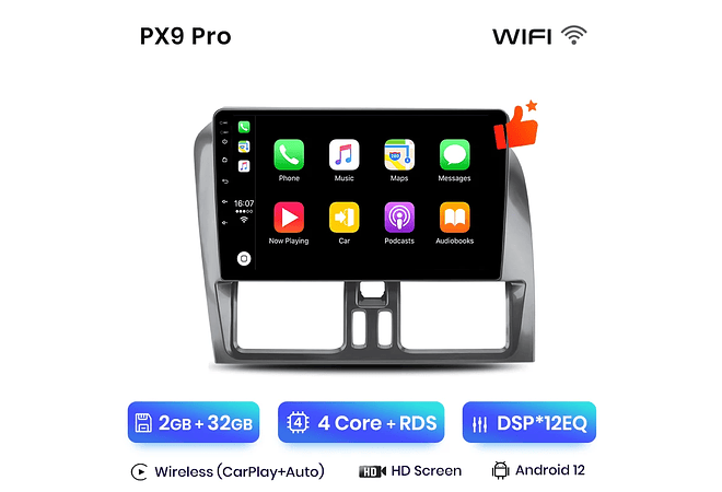 RD234 Android Volvo X60 2011-2014 1GB a 8GB RAM e 16GB a 128GB ROM com ou sem Carplay