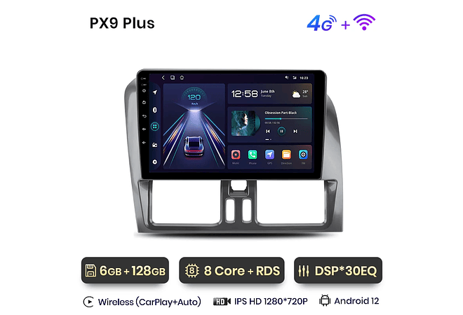 RD234 Android Volvo X60 2011-2014 1GB a 8GB RAM e 16GB a 128GB ROM com ou sem Carplay