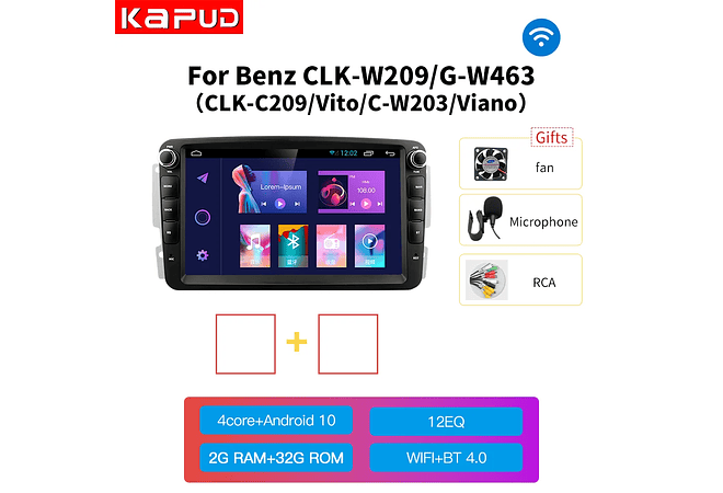 RD235 android Mercedes w209 w203 w170 c208 w208 w168 w463 vito viano w639 vaneo 2000-2005 1GB a 8GB RAM e 16GB a 128GB ROM com ou sem Carplay