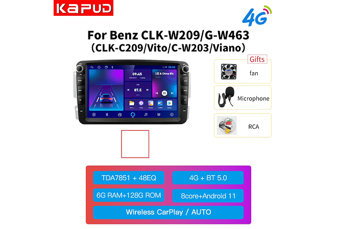 RD235 android Mercedes w209 w203 w170 c208 w208 w168 w463 vito viano w639 vaneo 2000-2005 1GB a 8GB RAM e 16GB a 128GB ROM com ou sem Carplay