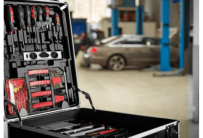 Monzana Mala de ferramentas com 899 peças caixa de ferramentas com cabo telescópico e rodas