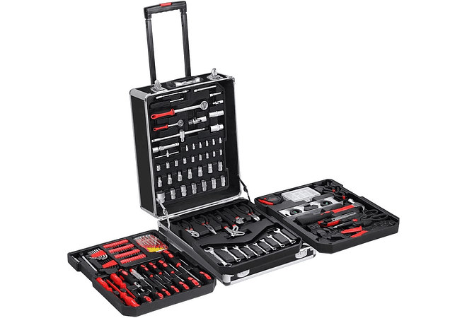 Monzana Mala de ferramentas com 899 peças caixa de ferramentas com cabo telescópico e rodas