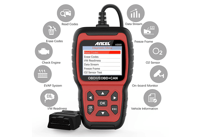 IMP0008 Ancel AS500 OBD2 Ferramenta de diagnóstico OBD 2 do motor do carro