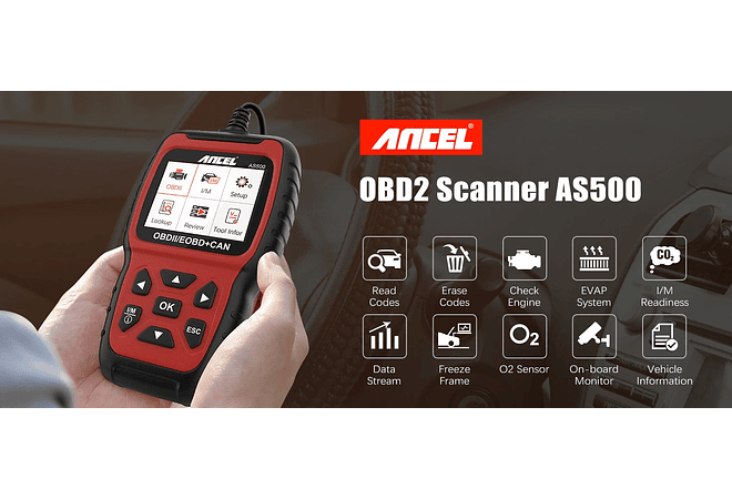 IMP0008 Ancel AS500 OBD2 Ferramenta de diagnóstico OBD 2 do motor do carro