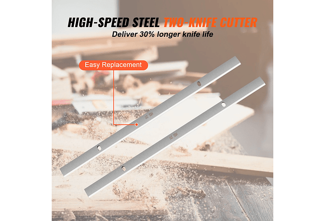 IMP0009- Vevor- Plaina com duas lâminas de 13 espessuras, motor de 15A 1800W com 23500 rpm