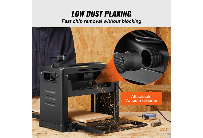 IMP0009- Vevor- Plaina com duas lâminas de 13 espessuras, motor de 15A 1800W com 23500 rpm