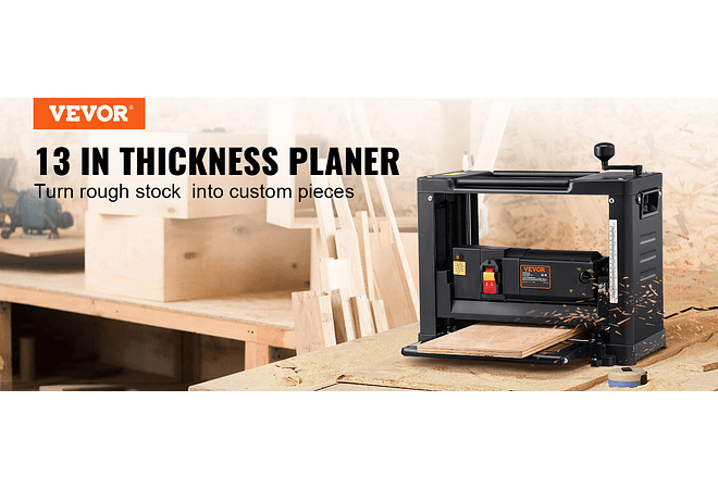 IMP0009- Vevor- Plaina com duas lâminas de 13 espessuras, motor de 15A 1800W com 23500 rpm