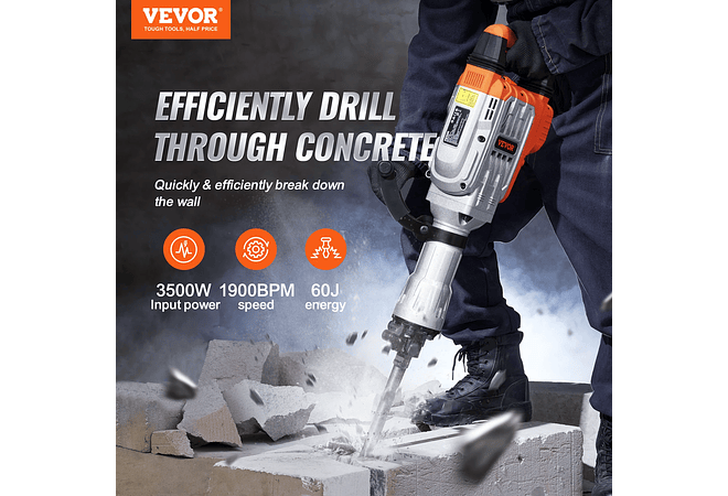  IMP0011 - Martelo Elétrico de Demolição 60J, 1700W - VEVOR