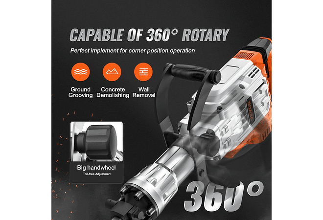  IMP0011 - Martelo Elétrico de Demolição 60J, 1700W - VEVOR