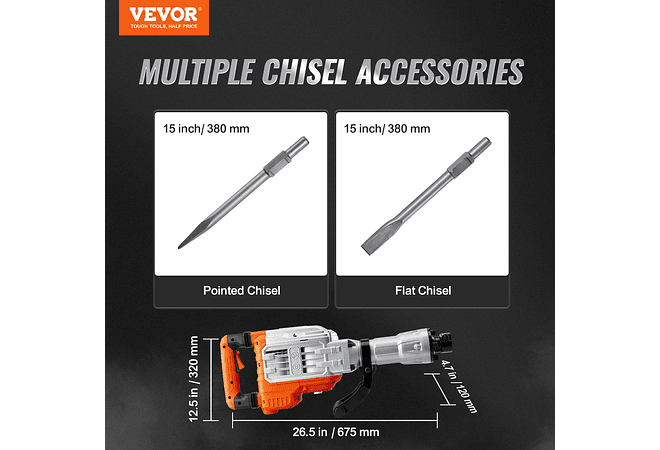  IMP0011 - Martelo Elétrico de Demolição 60J, 1700W - VEVOR