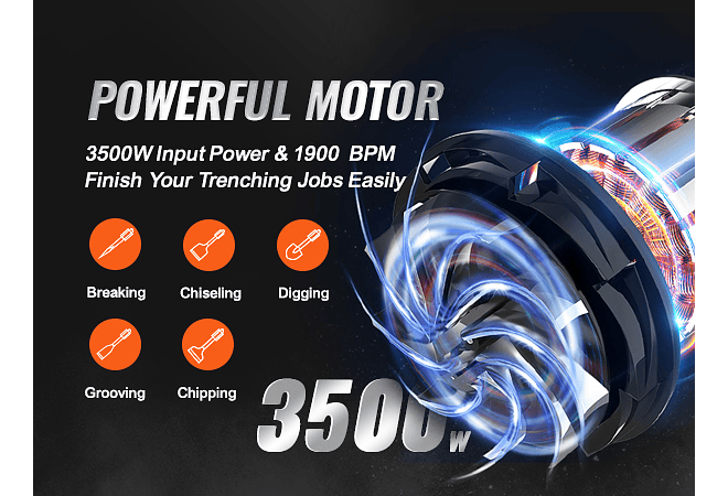  IMP0011 - Martelo Elétrico de Demolição 60J, 1700W - VEVOR