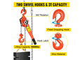 IMP0014- Alavanca manual de corrente com gancho 5 pés Cadeia e 6,600 lbs Rolamento e Liga Aço