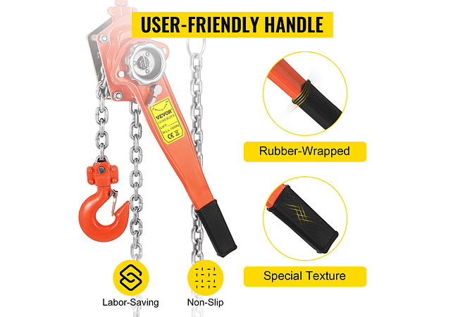 IMP0014- Alavanca manual de corrente com gancho 5 pés Cadeia e 6,600 lbs Rolamento e Liga Aço
