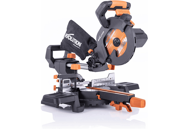 IMP0016- Evolution Serra de esquadria deslizante de 185 mm (R185SMS+) de Evolution com corte multimaterial; bisel de 45°, mitra de 50°; guia a laser. 