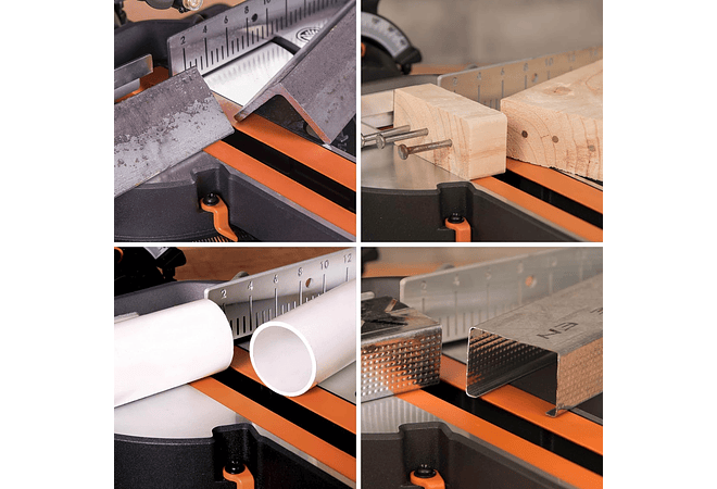 IMP0016- Evolution Serra de esquadria deslizante de 185 mm (R185SMS+) de Evolution com corte multimaterial; bisel de 45°, mitra de 50°; guia a laser. 