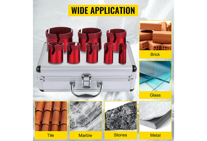 IMP0029- Broca de Diamante VEVOR 8 pces porcelana, mármore, granito etc.