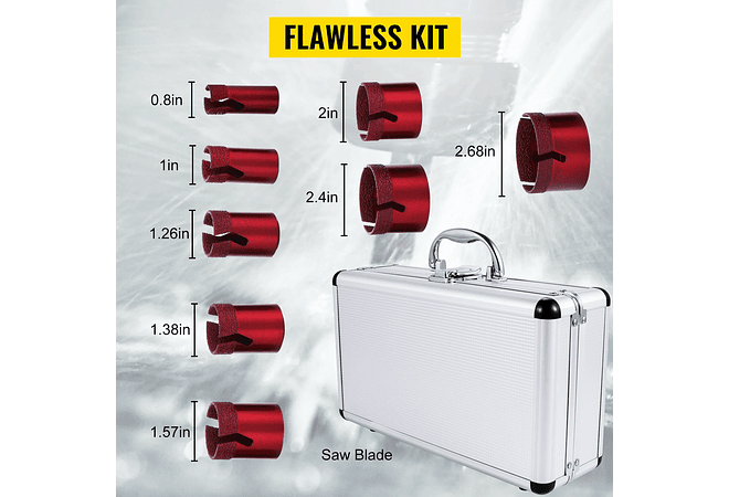 IMP0029- Broca de Diamante VEVOR 8 pces porcelana, mármore, granito etc.