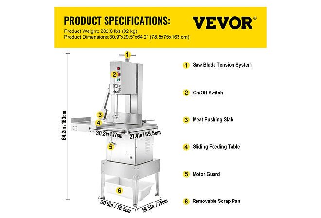 IMP0037- Máquina de corte profissional elétrica de carne/osso - VEVOR