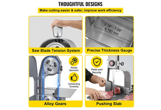 IMP0037- Máquina de corte profissional elétrica de carne/osso - VEVOR