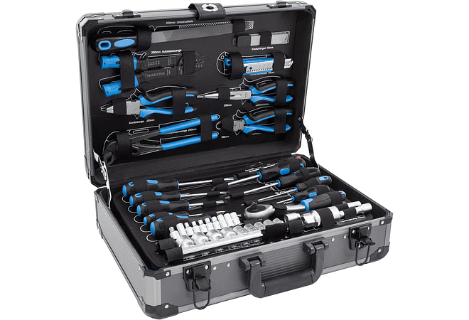 IMP0022- Karcher Mala de ferramentas - 101 peças, plástico, inclui martelo, alicate, conjunto de chaves de fenda, chave de catraca, serra, fita métrica e muito mais