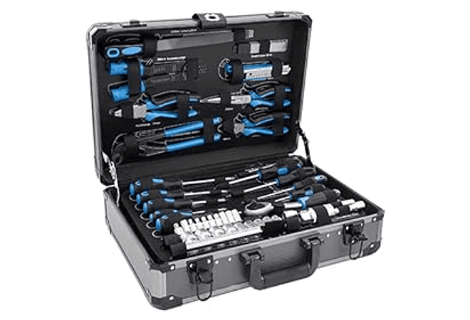 IMP0022- Karcher Mala de ferramentas - 101 peças, plástico, inclui martelo, alicate, conjunto de chaves de fenda, chave de catraca, serra, fita métrica e muito mais