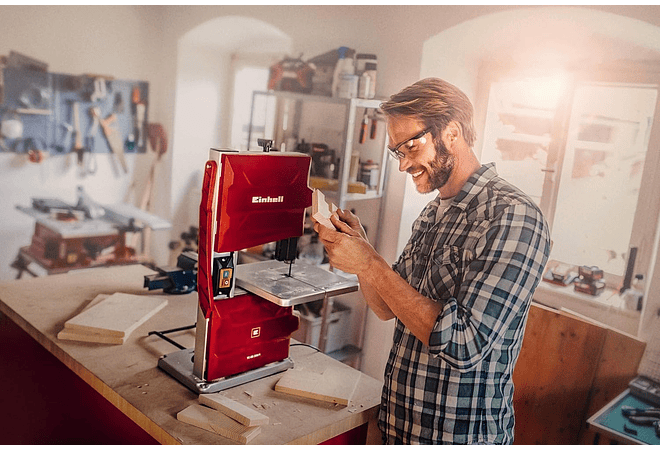 IMP0024- Serra de fita, potência de 250 W, desaceleração 1400 min - 1, velocidade de lâmina 900 m/min, 6 dentes Einhell TC-SB 200/1,