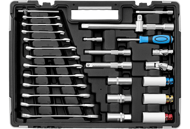 IMP0026- Karcher - Conjunto de chaves de catraca (157 peças, 1/4&quot; + 3/8&quot; + 1/2&quot;, com ferramenta de crómio vanádio