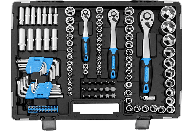 IMP0026- Karcher - Conjunto de chaves de catraca (157 peças, 1/4&quot; + 3/8&quot; + 1/2&quot;, com ferramenta de crómio vanádio
