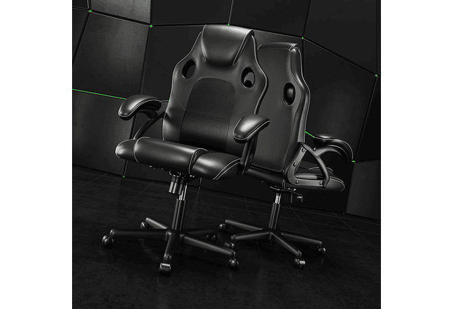 IMP0028- Cadeira de ergonómica de couro para jogos, cadeira giratória de escritório para computador de trabalho (preto)