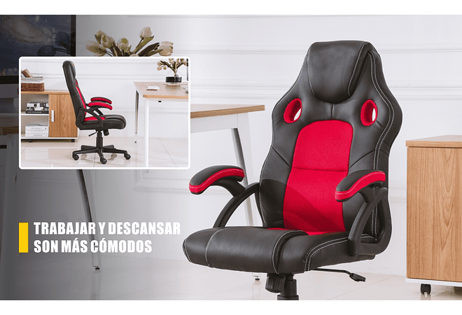 IMP0028- Cadeira de ergonómica de couro para jogos, cadeira giratória de escritório para computador de trabalho (preto)