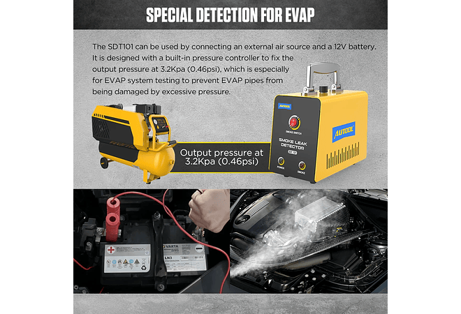 IMP0034- AUTOOLDetetor de Fuga de fumo automóvel, Automotive Sem Bomba, EVAP Vazamento, Gás Vazamento Locator, Tubo de Óleo Gerador, Ferramenta de Diagnóstico, SDT101, 12V