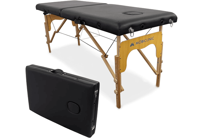 IMP0036- Mobiclinic, Maca de massagem dobrável, CM-01 básico, mesa de massagem, maca de massagem profissional, portátil, madeira, 2 corpos, marca espanhola, regulável, 180 x 60 cm,...