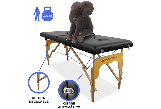 IMP0036- Mobiclinic, Maca de massagem dobrável, CM-01 básico, mesa de massagem, maca de massagem profissional, portátil, madeira, 2 corpos, marca espanhola, regulável, 180 x 60 cm,...