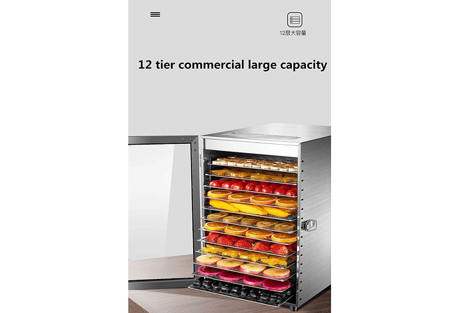 IMP0042-Secador de alimentos doméstico com 12 camadas 220 vfrutas, máquina de secagem, desidrata e dissolução de alimentos 