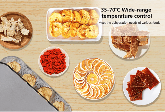 IMP0043- Biolomix bpa livre 5 bandejas secador de alimentos desidratador com temporizador digital e controle de temperatura para frutas carne vegetal carne seca