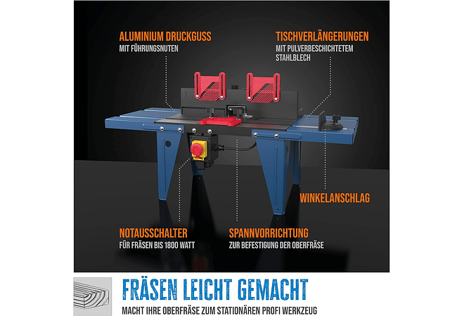 IMP0045- Güde Mesa fresadora OFT 855 58086 (fresadora profissional de alumínio fundido a pressão com ranhuras guia para batente paralelo)
