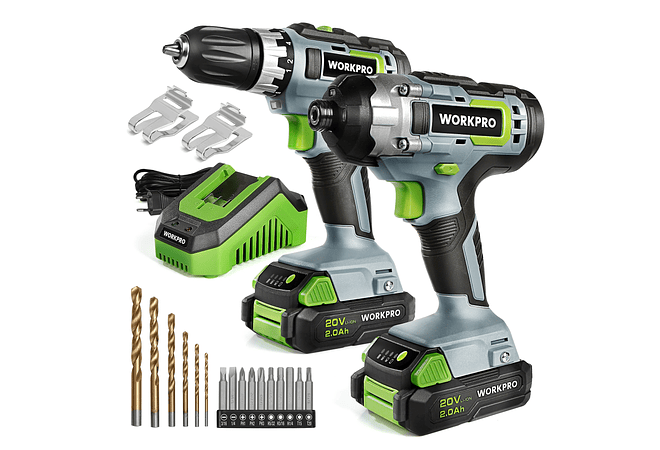 IMP0047- Berbequim elétrico sem fio 20ve chave de fenda de impacto conjunto de conjuntos de ferramentas elétricas recarregáveis com 16 conjuntos de acessórios 